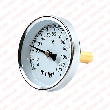 Термометр с гильзой 1/2" (15 мм), (0℃ - 120℃), Tim