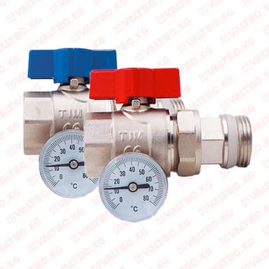 Купить Кран шаровой прямой с полусгоном и термометром (установлен в корпус) 1" пара, Tim Кран шаровой прямой с полусгоном и термометром (установлен в корпус) 1" пара, Tim