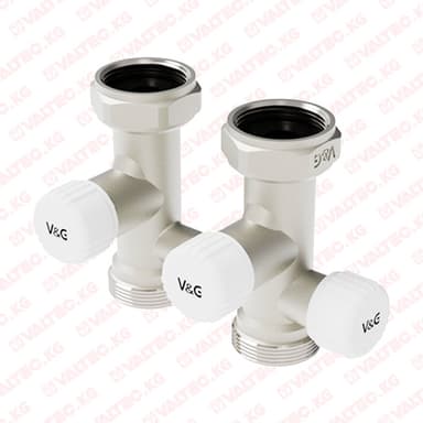 Купить Узел нижнего подключения радиатора, однотрубная/двухтрубная система с клапанами, прямой 3/4" вн х 3/4 "Евроконус" Valogin Узел нижнего подключения радиатора, однотрубная/двухтрубная система с клапанами, прямой 3/4" вн х 3/4 "Евроконус" Valogin