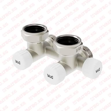 Купить Узел нижнего подключения радиатора, однотрубная/двухтрубная система с клапанами, угловой 3/4" вн х 3/4 "Евроконус" Valogin Узел нижнего подключения радиатора, однотрубная/двухтрубная система с клапанами, угловой 3/4" вн х 3/4 "Евроконус" Valogin