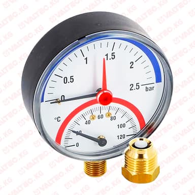 Термоманометр радиальный 1/2" (15 мм) 80 мм Watts