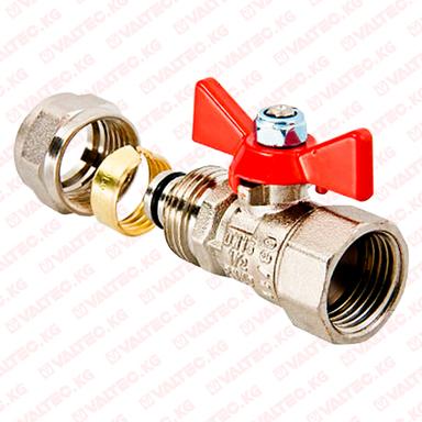 Кран шаровой с обжимным соединением, редуцированный 16х1/2" (15мм) вн Valtec